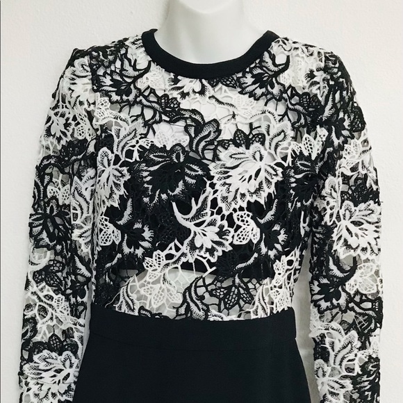 DAILY DEAL! NWT $218 ROMEO & JULIET COUTURE Chic Black and White Lace DRESS M - Picture 6 of 7
